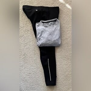 Workout shirt and leggings/tights combo.